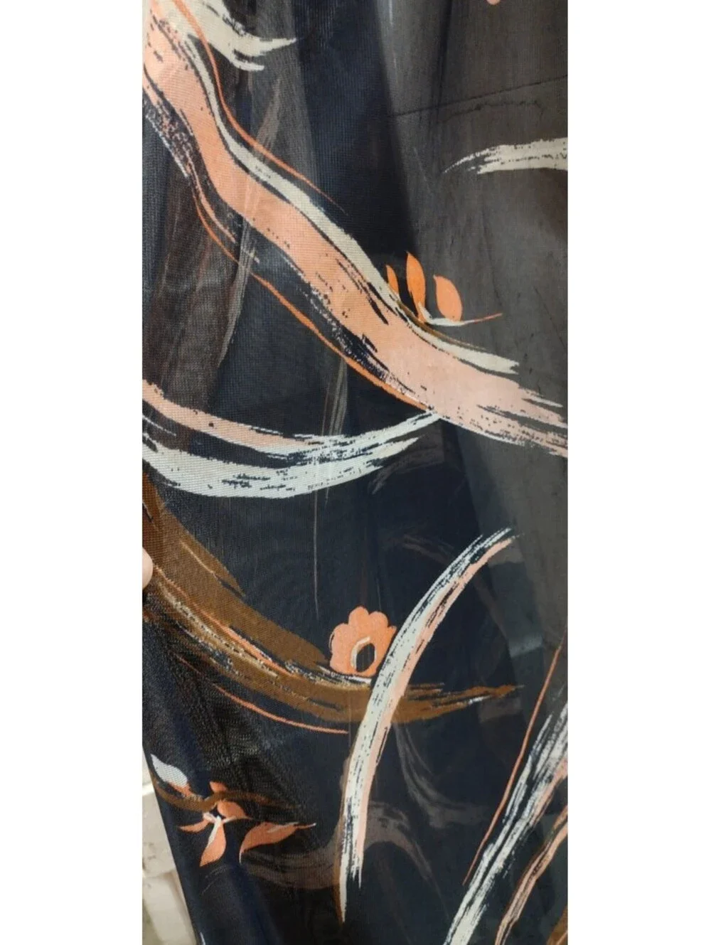 Vintage 1970s Maxi A-Line Swing Sheer Dress Size L/XL Black Sheer Nylon Pastels
